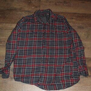 Men's Woolrich Long Sleeve Button Down Shirt Red/Gray, Size Large